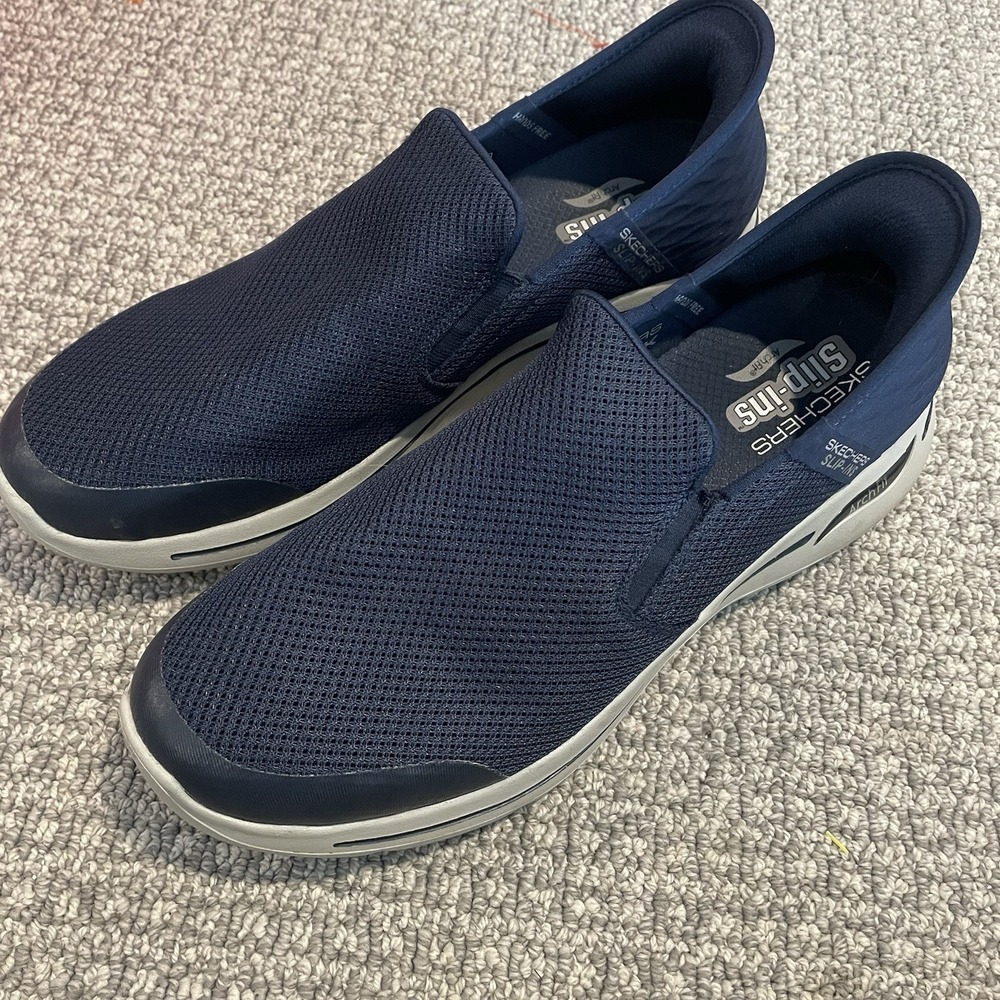 Skechers Shoes Slip Ins Mens 11.5 Slip On Navy Mesh Comfort Casual Memory Foam